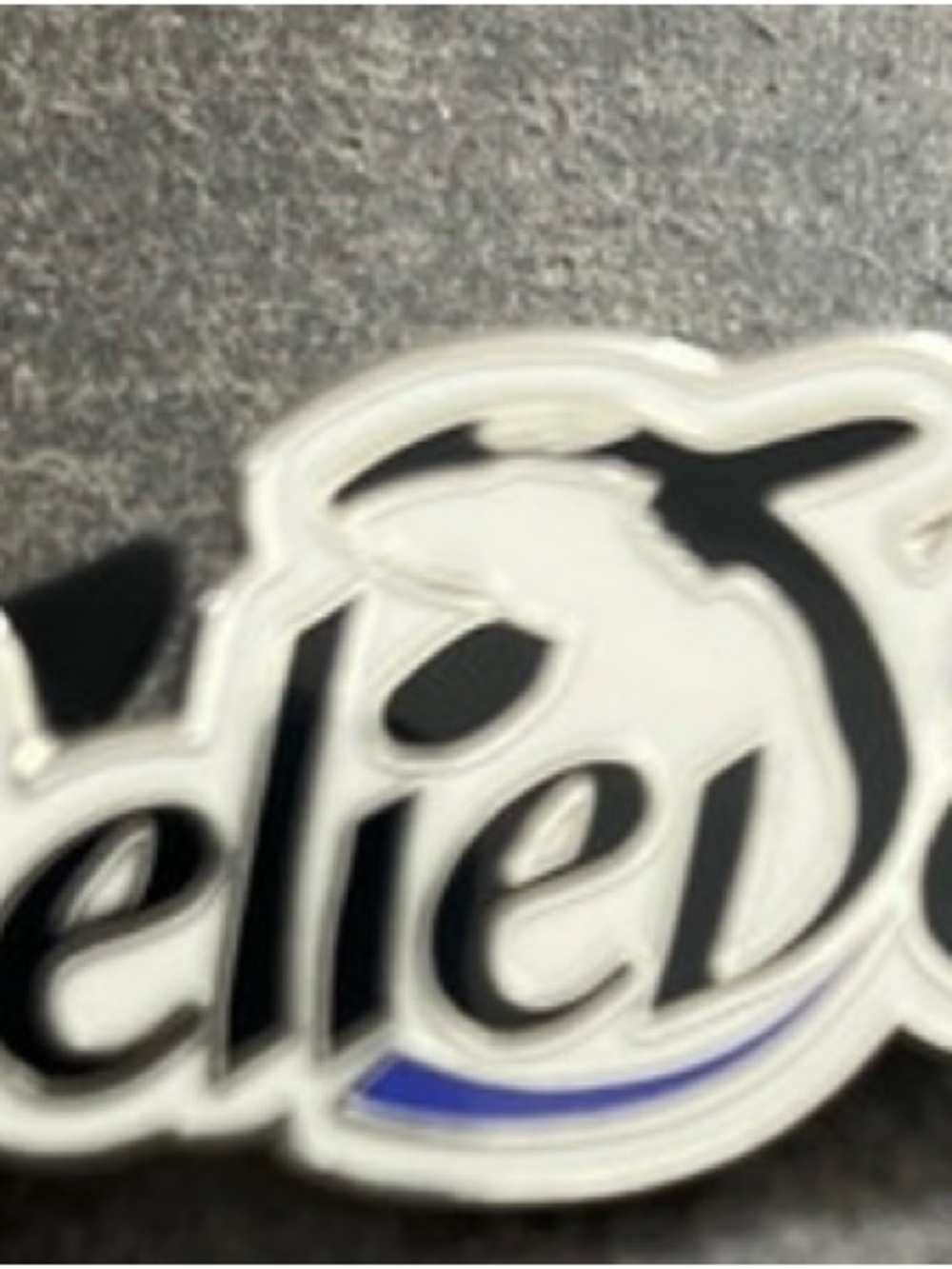 White and Black Branded Cell Phone Accessory Badge - White/Black